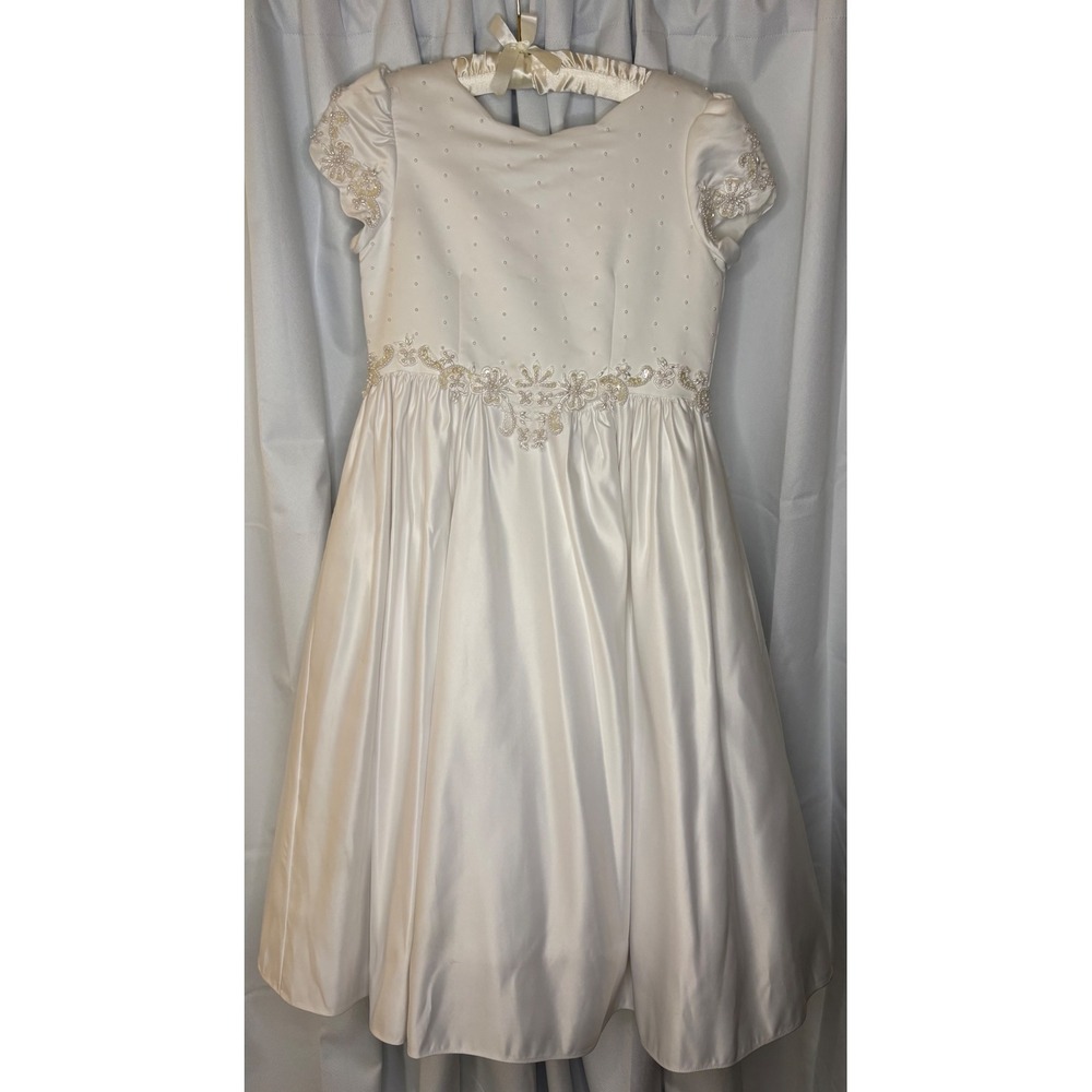 Cinderella Plus Size 12 1/2 White Satin First Communion Flower Girl Dress